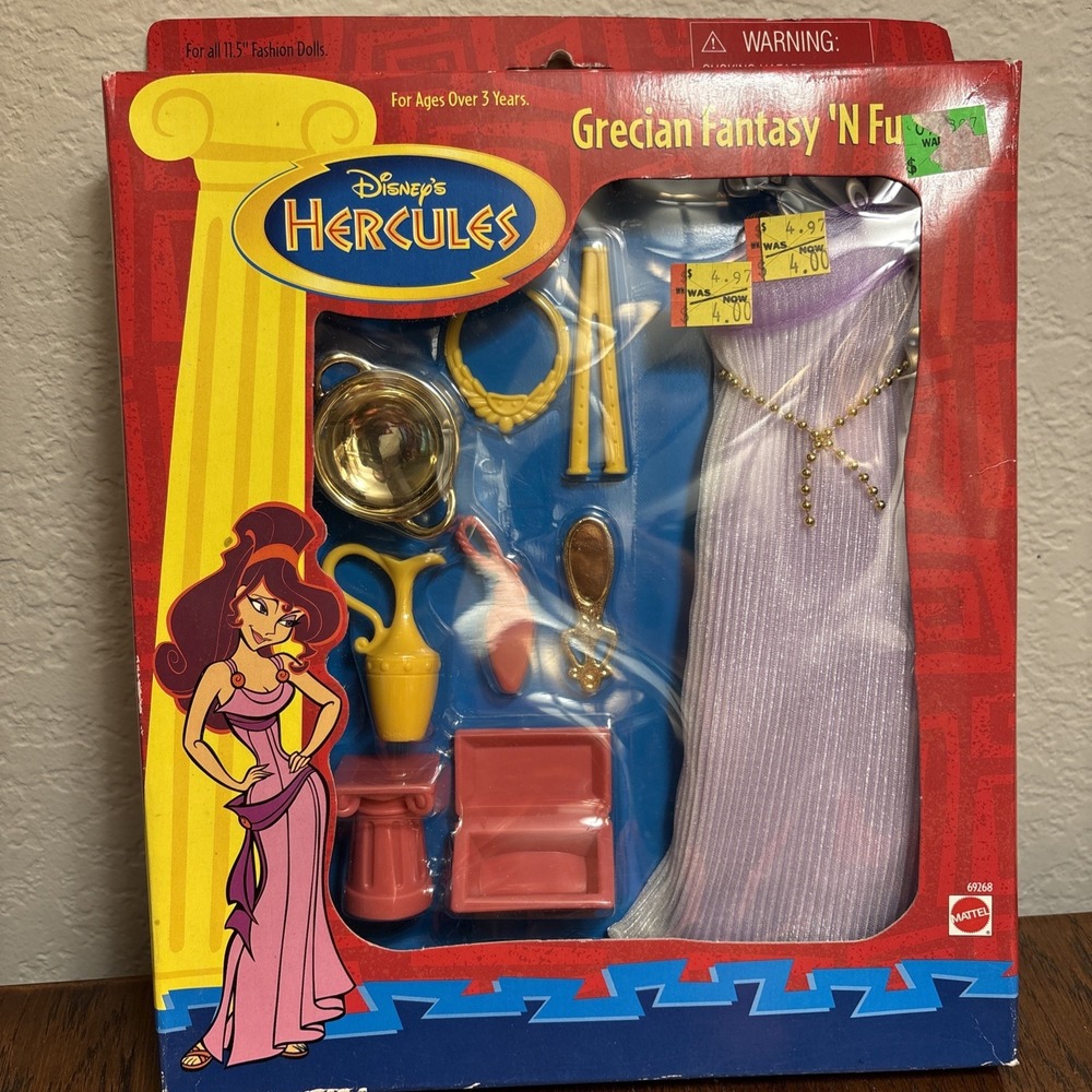 Disney's Hercules Grecian Fantasy N Fun Dress Mattel Vintage Barbie Doll Set NEW